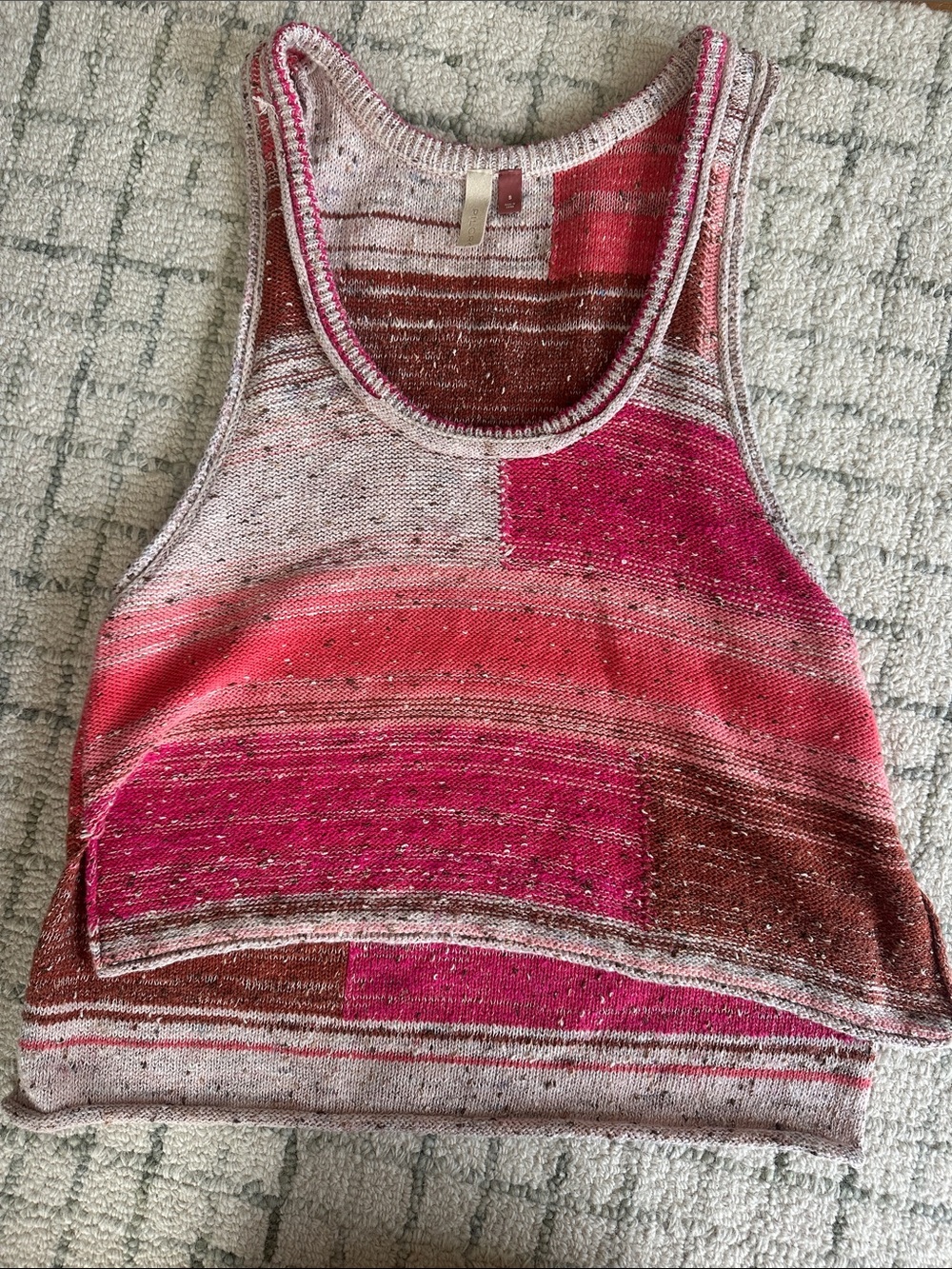 Pilcro Pink and Brown Patchwork Knit Tank
